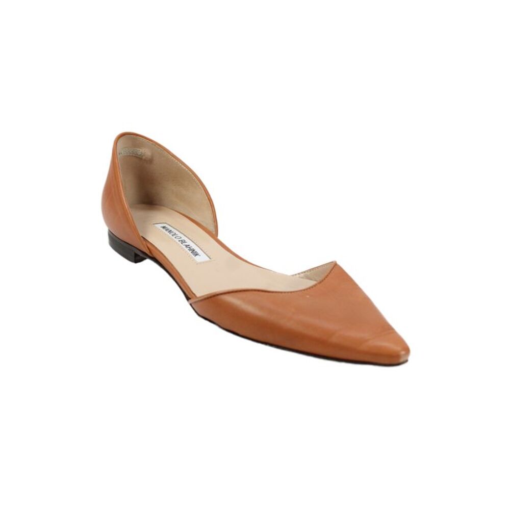 Manolo Blahnik Womens Leather Pointed Toe D'Orsay Ballet Flats Brown Size 38 8